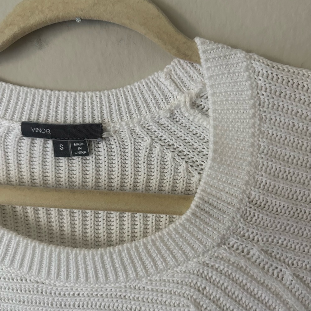 Vince Cotton Knit Crewneck Sweater in White Size Small - Picture 7 of 11